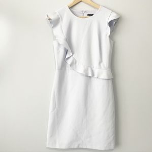 Ann Taylor baby blue ruffle sheath dress sleeveless size 6 classy dressy